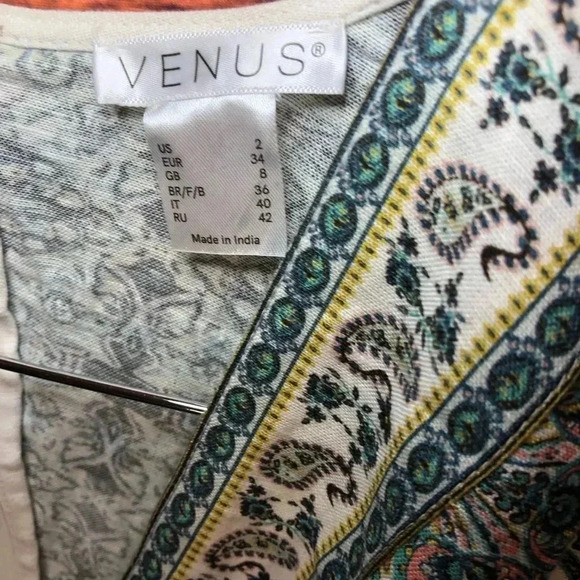 NWOT Venus White Multi Paisley Linen Blend Blouson Slv Romper - Picture 10 of 16